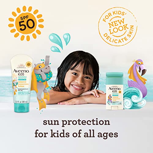 Aveeno Kids Zinc Oxide Sunscreen Stick SPF 50, 1.5 oz