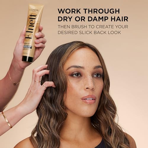 L'Oreal Paris Elnett Slick Back Styling Cream, Anti-Frizz Hair Cream for Flexible Hold, Frizz Control, Polished Shine and Slick Finish, 5.1 Fl Oz