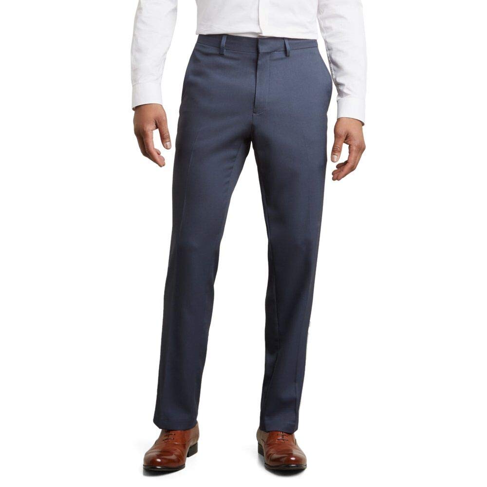 Kenneth Cole REACTION mens Stretch Modern-fit Flat-front dress pants, Navy, 33W x 30L US