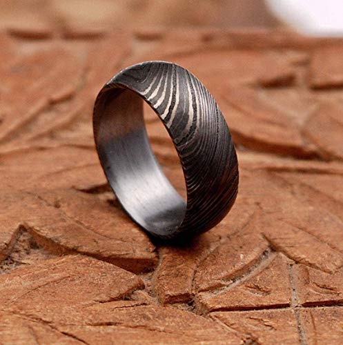 KE-225-AT Damascus Steel Ring Custom and Handmade Damascus Ring Damascus Steel Engagement Ring Anniversary Ring Wedding Band Fathers Day Ring Damascus Steel Ring Wedding Band Rings for Men (10.75)