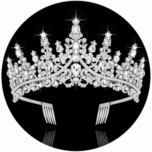 CURASA Silver Tiara and Crowns for Women Crystal Queen Crown, Wedding Tiaras for Bride Princess Crown Headpiece for Bridal Birthday Party Prom Pageant