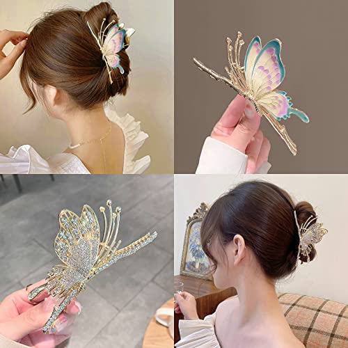 6 Pcs Hair Claw Clips for Women 4.3 Inch Large Strong Butterfly Flower Claw