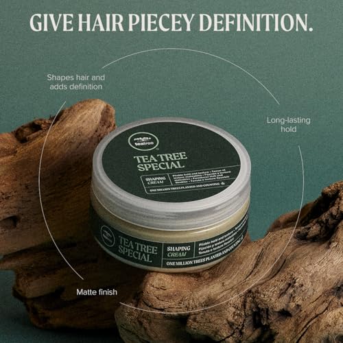 Tea Tree Shaping Cream, Hair Styling Cream, Long-Lasting Hold, Matte Finish, For All Hair Types, 3 oz