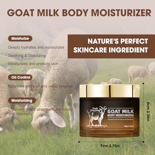 Bmrewax Goat Milk Lotion - Whipped Body Butter Cream with Goat Milk - Deeply Moisturizes, Softens Skin - Natural & Gentle for All Skin Types, 3.53 oz