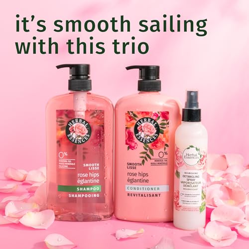 Herbal Essences Shampoo, Rose Hips - Smooth Collection, Shiny Hair with Vitamin E & Jojoba, Safe for Color Treated Hair, Floral Scent, Cruelty-Free, Dermatologist-Tested, 29.2 Fl Oz
