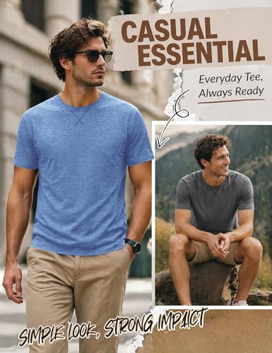 Poriff 3-Pack Men's Summer Short Sleeve Shirts, Breathable Muscle Tee, Athletic Fit Active Wear Training T-Shirts with V-Notch Neckline XXL