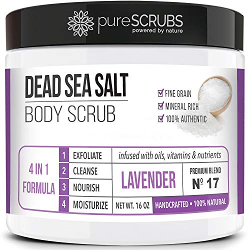 pureSCRUBS Premium Lavender Body Scrub Set, Exfoliating Dead Sea Salt Scrub
