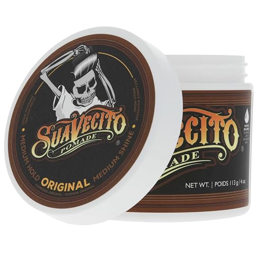 Suavecito Pomade Original Hold For Men 4 oz, 1 Pack - Medium Shine Water Based Wax Like Flake Free Hair Gel - Easy To Wash Out - All Day Hold For All Hairstyles