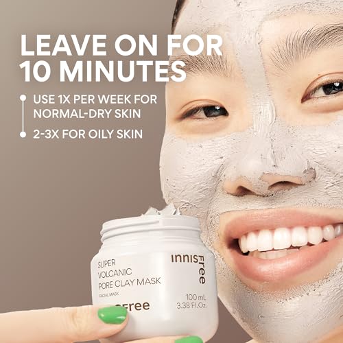 Innisfree Super Volcanic Pore Clay Mask | Exfoliating Korean Clay Mask with AHA and Hyaluronic Acid for Oily Skin | Minimizes Pores | Available in Limited Edition and Gift Sets