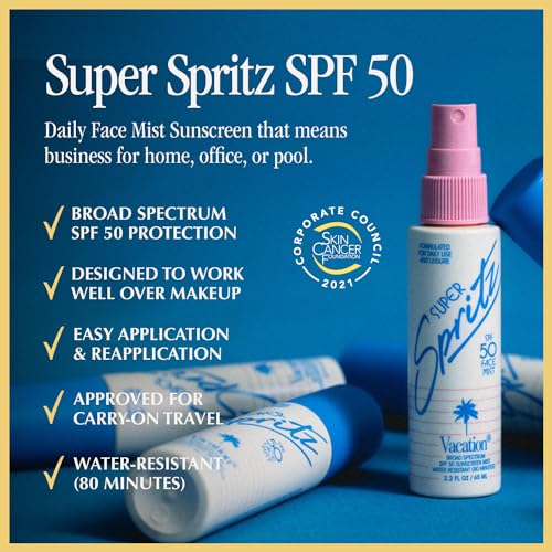 Vacation Super Spritz SPF 50 Face Sunscreen Spray and Air Freshener Bundle