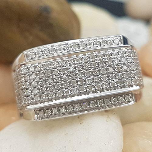 Dazzlingrock Collection 0.45 Carat Round White Diamond Composite Rectangular Engagement Ring for Men in 925 Sterling Silver Size 10