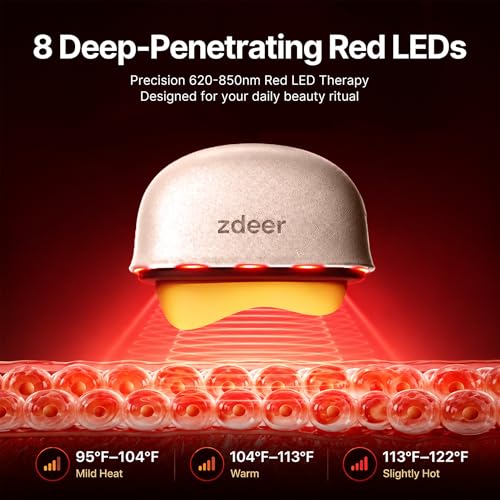 ZDEER GS5 Electric Heated Gua Sha Tool, Red Light Face Massager, Pink