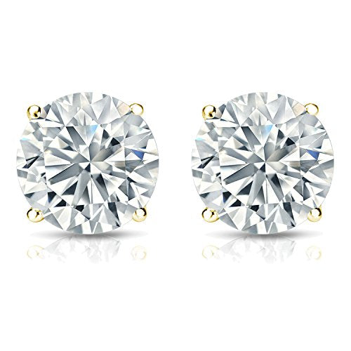 Diamond Wish 1/6 Carat Diamond Round Stud Earrings in 14k Yellow Gold (I1-I2, cttw) 4-Prong Basket Screw Back