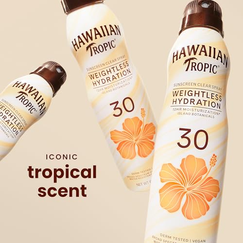 Hawaiian Tropic Weightless Hydration SPF 30 Sunscreen Spray, 6 Oz (2 Pack)
