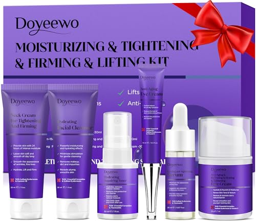 Skin Care Set,6Pcs Tighten, Lift, Firm, Hydrate & Radiant Facial Skincare