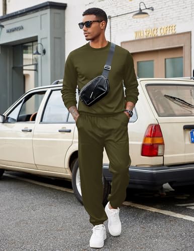 COOFANDY Men's 2 Piece Tracksuit Sets Crewneck Athletic Sweatsuit Jogging Pullover Shirts Long Sleeve Casual Sports Outfits