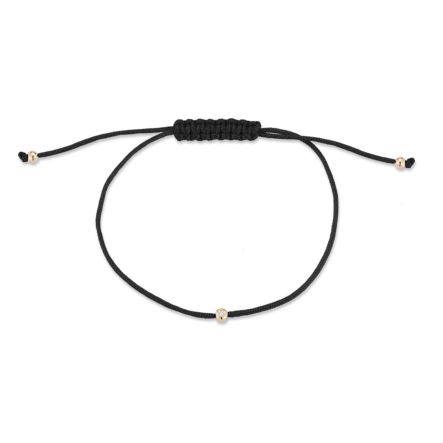 MATEO New York, 14kt Diamond Dot on Black Nylon Bracelet, OS, Black