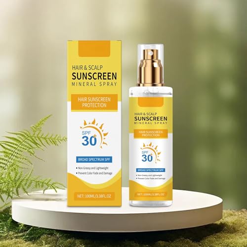 Hair & Scalp Sunscreen Spray SPF 30 | Color-Safe UV Blocker for Dyed/Highlighted Hair | Weightless Non-Greasy Protection | Beach & Pool Essentials | Coconut Enriched Scalp Shield (1)