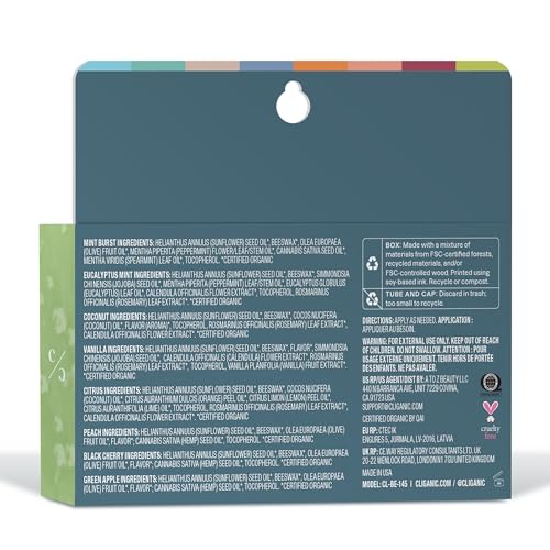 Cliganic Organic Lip Balm Set (Fresh Picked, 8 Flavors) - 100% Natural Moisturizer for Cracked & Dry Lips
