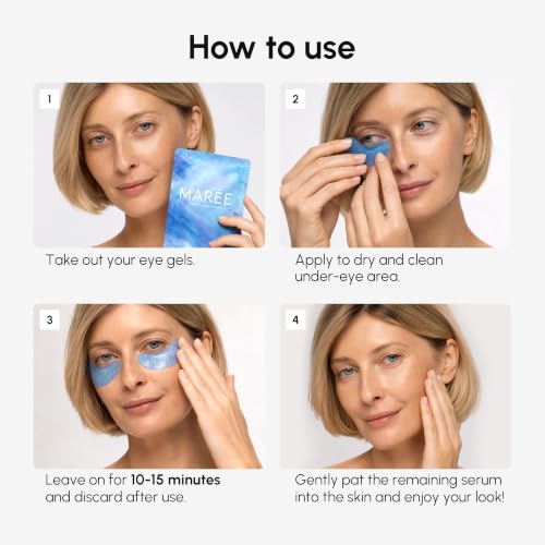 MAREE Eye Gels - Cooling Pads Under Eye Patches for Puffy Eyes and Dark Circles with Collagen & Hyaluronic Acid - Anti Wrinkles Under Eye Masks Skincare Treatment for Puffiness - Parches Para Ojeras