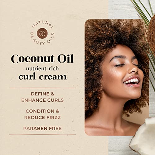 Oliology Coconut Oil Curl Cream - Defines & Enhances Curls & Waves | Botanically Infused | Conditions & Reduces Frizz | & Paraben Free (8.5oz)