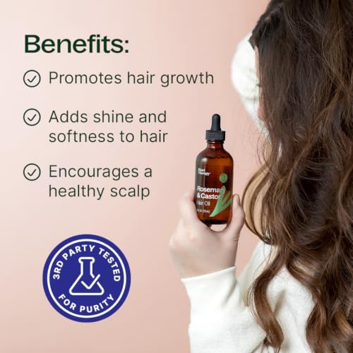 Plant Therapy Rosemary & Castor Oil - 4 oz Hair Treatment for Growth, Shine, Softness, Healthy Scalp & Hair Mask