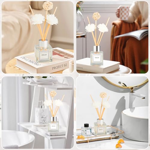 Reed Diffuser Set, 1.7 fl oz Scent Diffuser with Sticks, Jasmine Scent for Bathroom Accessories Shelf Decor, Air Fresheners for Home, Home Fragrance Products, House Office Room Decor Aesthetic Gift