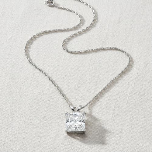 Jewelili 10K White Gold Cubic Zirconia Pendant Necklace for Women