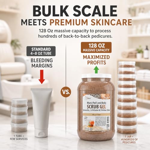 SPA REDI Pumice Callus Scrub Gel – Dual-Action Exfoliant for Rough & Dry Feet | Hyaluronic Acid, Amino Acids, Panthenol & Comfrey Extract | Cruelty-Free | Professional Salon & Home Use | 128 oz