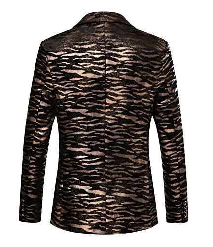 THWEI Mens Blazer Leopard Print Tuxedo Luxury Notched Lapel Slim Fit Stylish Sport Coats Jacket
