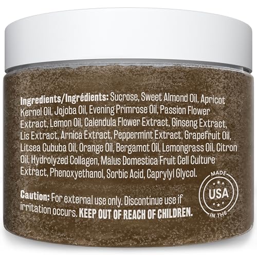 Brown Sugar Scrub Face, Foot & Body Exfoliator with Collagen, 12oz by M3