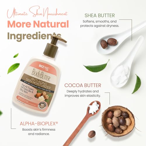 Biocare Body Butter - Infused with Cocoa Butter & Shea Butter plus Alpha-Bioplex for Youthful-Looking, Radiant Complexion, Hydrated, Smoother, Firmer Skin - Without Paraben and Sulfate -16 Oz