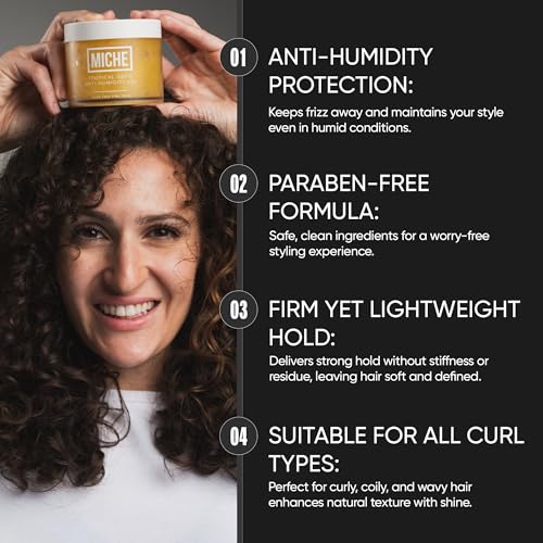 MICHE Anti-Humidity Frizz-Free Strong Hold Hair Gel 8.8 oz | For All Curl Types - Curly and Coily