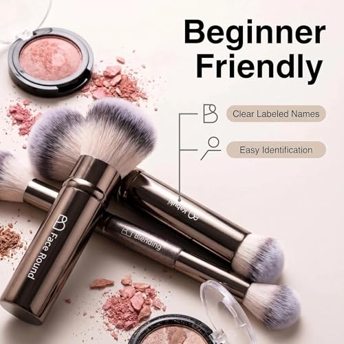 Professional Makeup Brush Set BS-MALL with Travel Case, 20PCS Synthetic Makeup Brushes for Foundation, Conce aler, Blush, Powder & Eyeshadow, Labeled Face Eye Brushes for Beginners, Makeup Artists