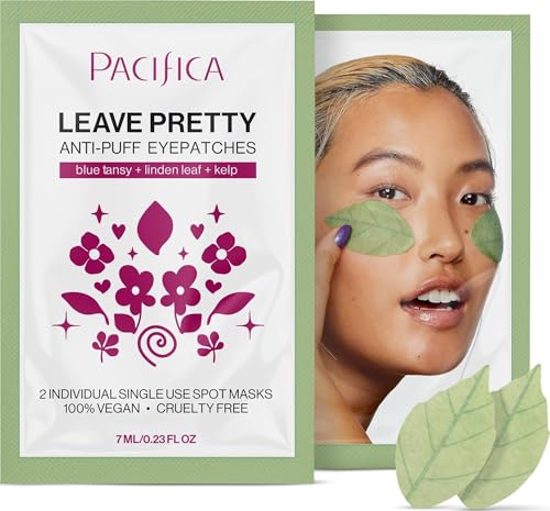 Pacifica Undereye Spot Serum Mask – Leave Pretty Anti-Puff Eye Patches with Vitamin C & Kelp, Hydrating Under-Eye Masks for Dark Circles & Puffiness (2 Pack), Vegan