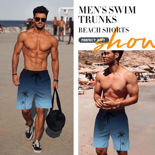 Lzzidou Men's Swim Trunks Hawaiian Bathing Mesh Lining Suit Swimsuits Beach Shorts with Pockets