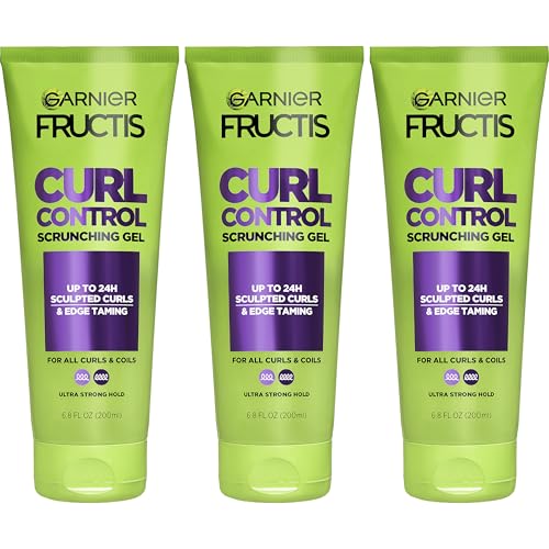 Garnier Fructis Curl Control Scrunching Hair Gel, Curl Jelly for Curly, Wavy, and Coily Hair with Frizz & Edge Control, Up to 24 HR Shape & Shine, 6.8 Fl Oz, 3 Count (Packaging May Vary)