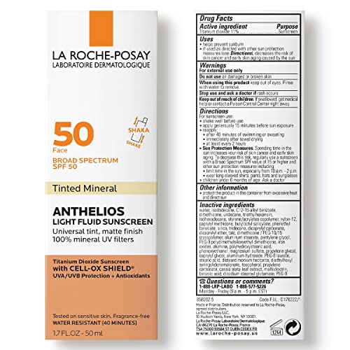 La Roche-Posay Ultra-Light, Tinted Mineral Sunscreen for Face SPF 50, Light