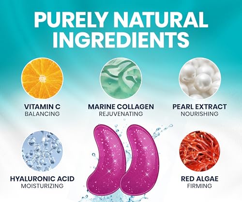 Under Eye Patches for Dark Circles and Puffy Eyes (30 Pairs), Marine Collagen Eye Gel Pads for Puffiness with Vitamin C, Hyaluronic Acid, and Pearl Extract, Eye Mask for Dark Circles and Puffiness