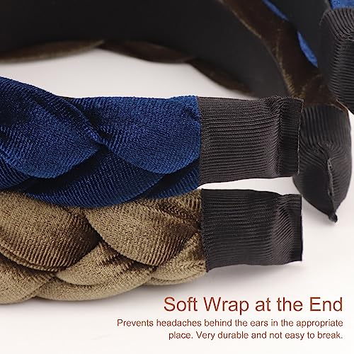 DRESHOW Braided Headbands for Women Velvet Hair Hoop Elastic Criss Cross Hair Bands Accessories
