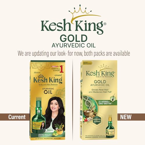 KESH KING Ayurvedic Hair Oil | Herbal Oil with Bhringraj & Amla | Enhance Hair Growth | Reduce Hairfall | Nourishes Scalp | Provides Long & Thick Hair | 3.38 Fl Oz/100ml
