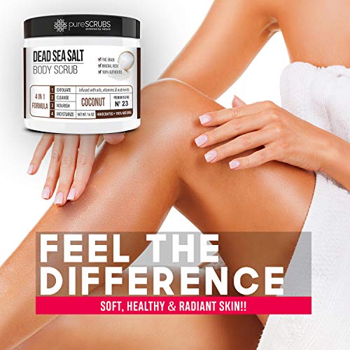 pureSCRUBS Premium Coconut Body Scrub Set, Exfoliating Dead Sea Salt Scrub