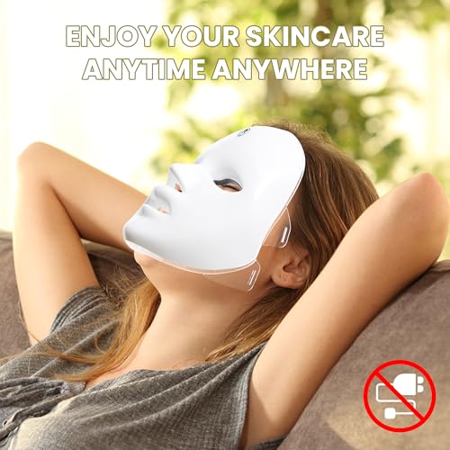 gelpal 7-1 Colors Red Light Therapy For Face，LED Facial Skin Care Mask,Red Light Mask for Face, LED Facial Mask Light,Salon or Home,White.