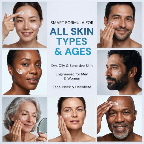 Retinol Cream for Face with Hyaluronic Acid, Day-Night Anti-Aging Moisturizer for Women, Men, Collagen Cream for Face Reduces Wrinkles, Dryness, 1.85 Oz