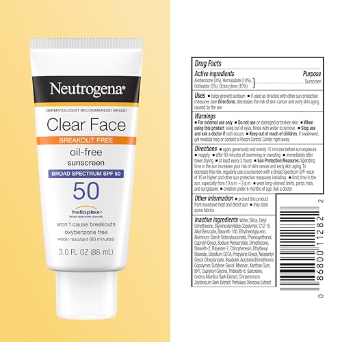 Neutrogena Clear Face Sunscreen Lotion SPF 50, 3 fl. oz