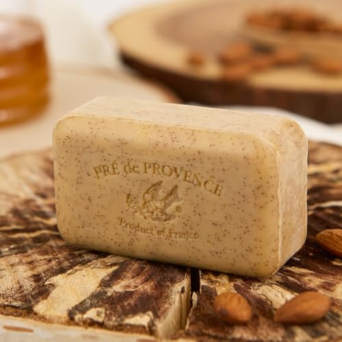 Pre de Provence Artisanal French Moisturizing Soap Bar, Shea Butter Enriched, Quad Milled for Long Lasting Rich Smooth Lather, 5.3 Ounce, Honey Almond