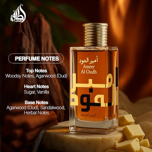 Lattafa Ameer Al Oud Intense Oud for Unisex Eau de Parfum Spray, 3.4 Ounce