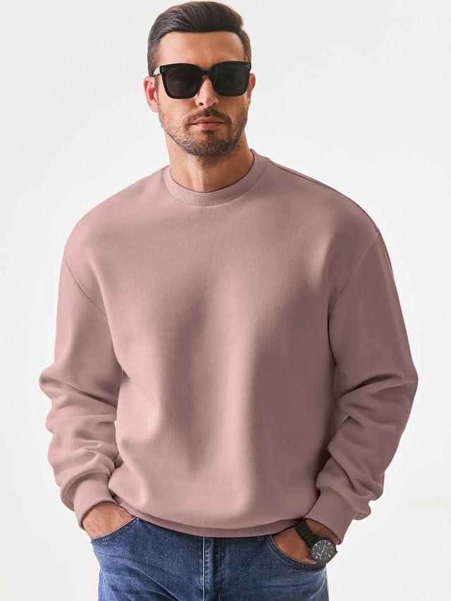 JMIERR Men's Sweatshirt Crewneck Pullover Sweatshirt Men Fall Winter Long Sleeve Midweight Casual Tops, US43(L), Purple