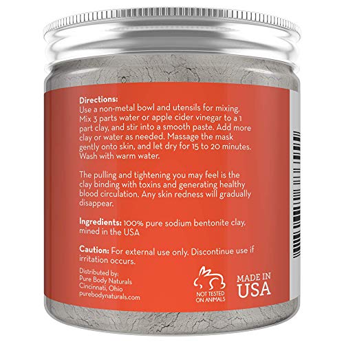 Pure Body Naturals Bentonite Clay Powder, Indian Healing Clay, 8 oz