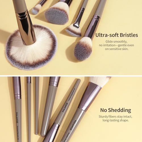 MAANGE Makeup Brush Set 51 PCS Professional Makeup Brushes Soft Foundation Powder Eyeliner Eye Shadow Makeup Brushes Set Travel Make up Brush Kit (Champagne)